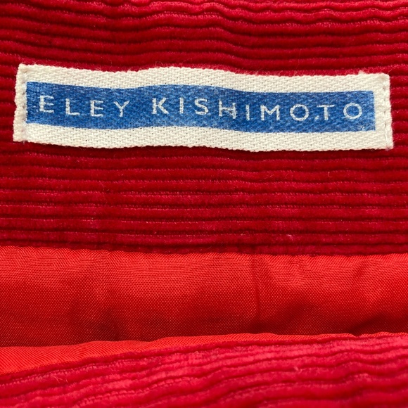 Eley Kishimoto skirt, blue/pink/red/off-white wool with red corduroy band, size - Picture 4 of 7